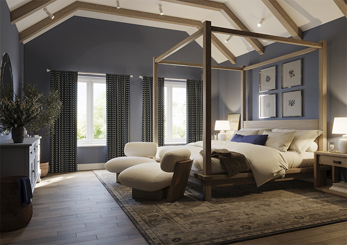 Orla Kiely Linear Stem, Navy Whale - Made to Measure Curtains - Image 7